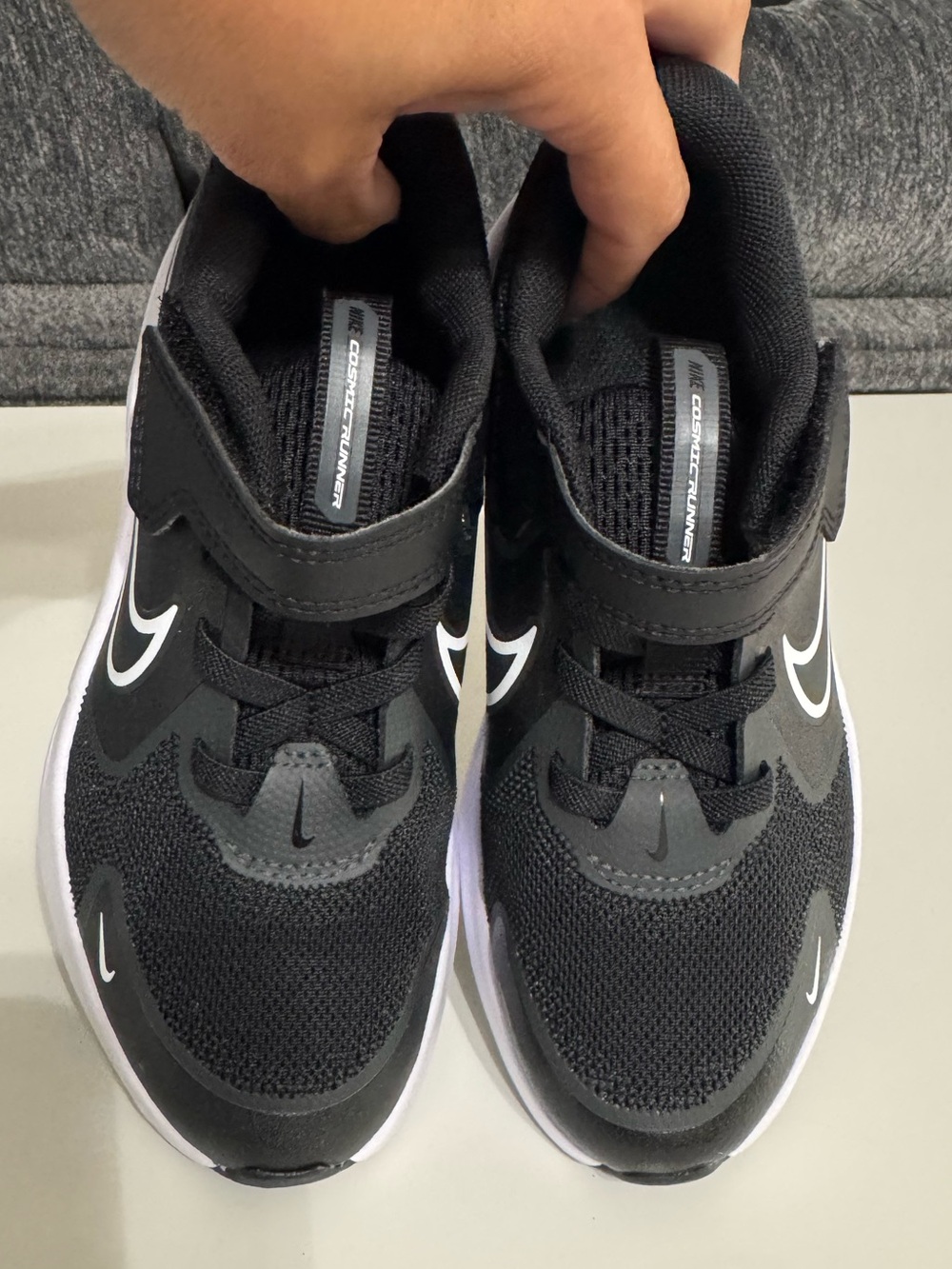 Nike Kids Black and White Velcro Athletic Sneakers